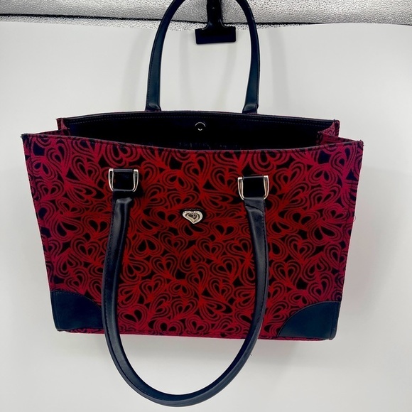 EUC Diane Von  Furstenberg Large Red & Black Hearts  Tote